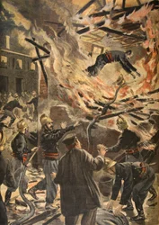 La muerte del bombero Bailly en Bourges, ilustración de 